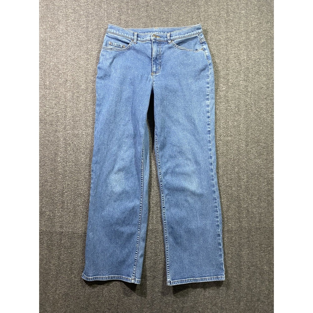 Talbots Jeans Womens 10 Blue Straight Leg Stretch Mid Rise Denim Pants